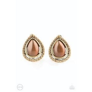 Noteworthy Shimmer - Brass Clip-On Earrings